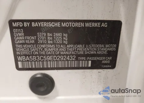 2014 BMW 535I xDrive z USA, uszkodzony, nr VIN WBA5B3C59ED292432